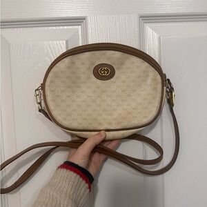Vintage Gucci Beige and Brown Crossbody Bag
